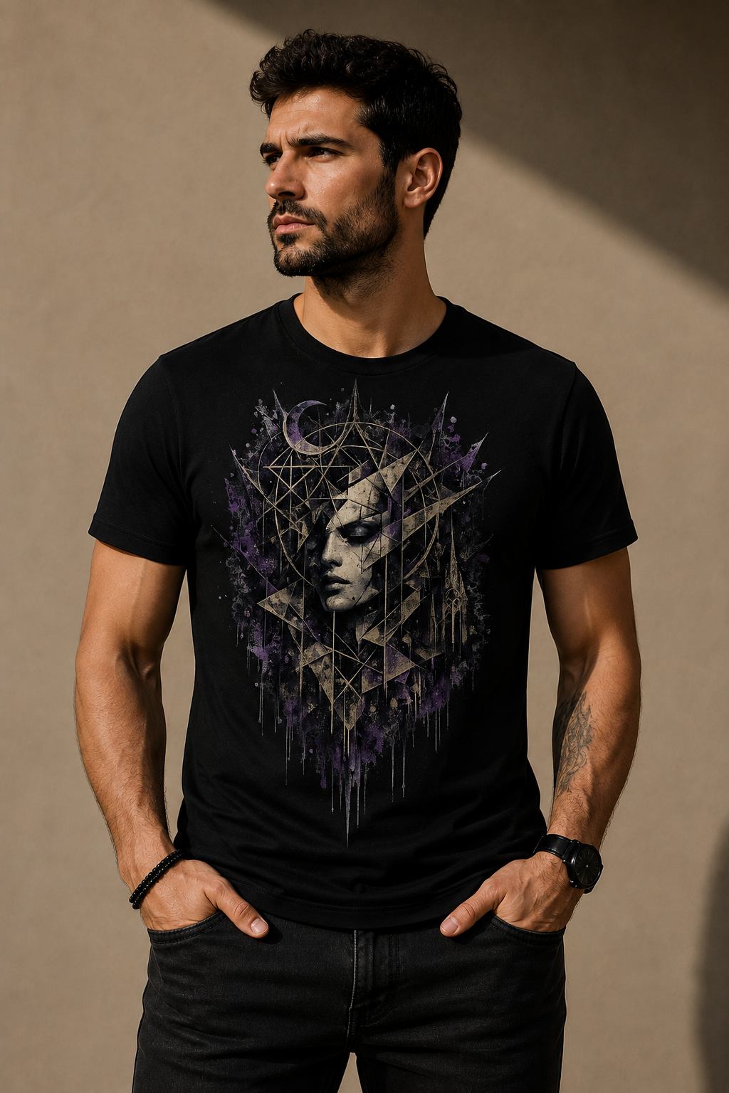 Nocturnal Eclipse | Men's Dark Gothic Graphic T-Shirt