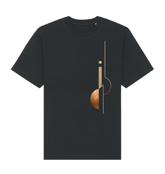 The Linear Architect men's abstract graphic T-shirt with geometric architectural artwork