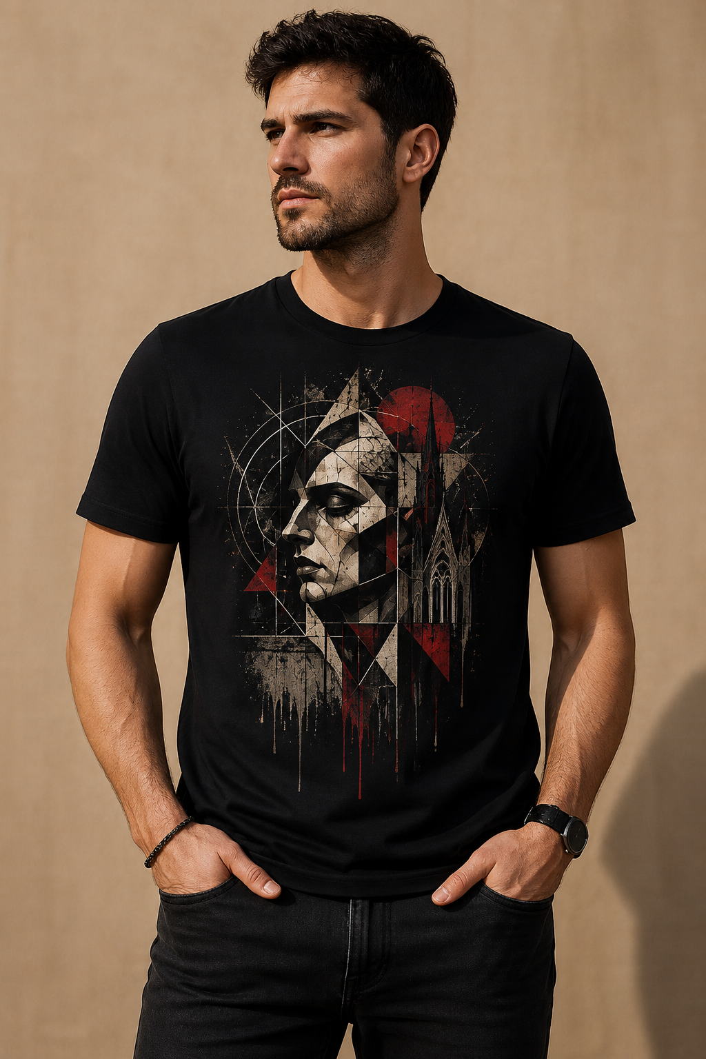 Crimson Cathedral | Men's Dark Gothic Graphic T-Shirt